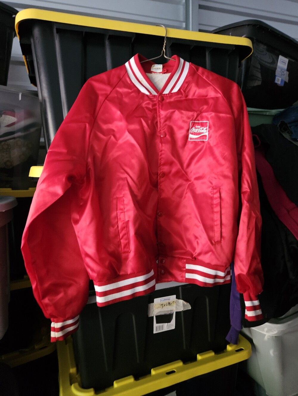 Vintage Coca-Cola Jacket Mens L Red Horizon Sportswear Satin Bomber 80s